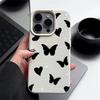 Матовый чехол с рисунком бабочки в виде сердечек для iPhone 16 Pro 15 Pro Max 14 13 12 11 из ТПУ с текстурой кожи, противоударный, мягкий, тонкий чехол для телефона