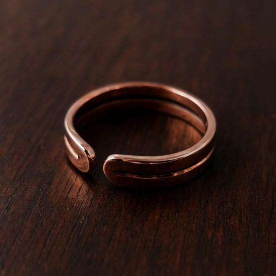 Pure Copper Double Slotted Band Ring, Minimalist Open Cuff Arthritis Jewelry, Adjustable Unisex Ring