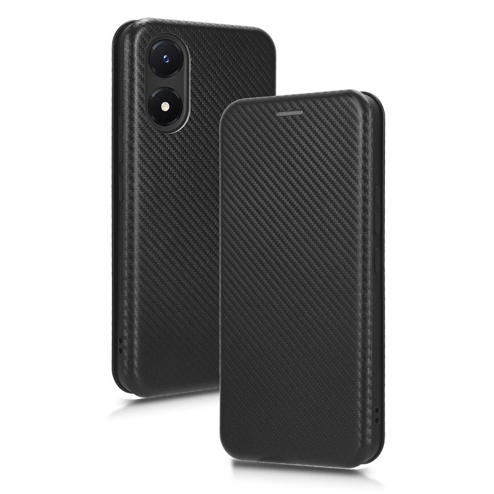 VIVO Y02S Чехол-книжка из кожи с карбоновыми элементами и поддержкой нескольких карт для Евро-Азии