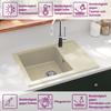 Kitchen Sink with Overflow Oval Beige Granite
