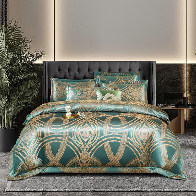 Европейский Хлопковый Сатин Жаккард 4-Предметный Комплект Постельного Белья, Дружелюбный к Коже