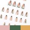 24Pcs/Set Quick Nails Brown Green Waves False Nials Sticker Wearable Waterproof Manicure Finished Nails
