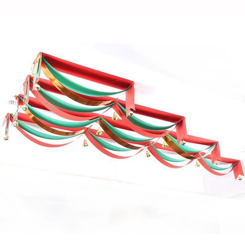 Рождественское красочное украшение с флагом, волновой баннер, нетканый материал, подвесной декор, украшения с открытым потолком, магазин, макет зала отеля, Рождество, Новый год
