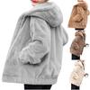 Plush Faux  Hooded Pocket Jacket For Women's Loose Plush Long Sleeved Women's Top