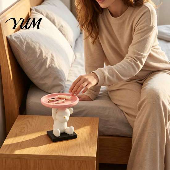 Aromatherapy Holder 3D Printed Bear Jewelry Tray, Cute Desktop Storage Organizer for Tray Keys and Trinkets, Decorative Bedroom Living Room