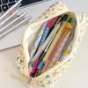 Kawaii Pencil Case Korean Style Simple Floral Pencil Pouch For Girl Soft Cotton Large Capacity Stationery Storage Bag