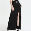 Long Black Skirt Women Streetwear High Waist A-line Belt Slim Irregular Split Sexy Goth Maxi Skirt Autumn Fashion
