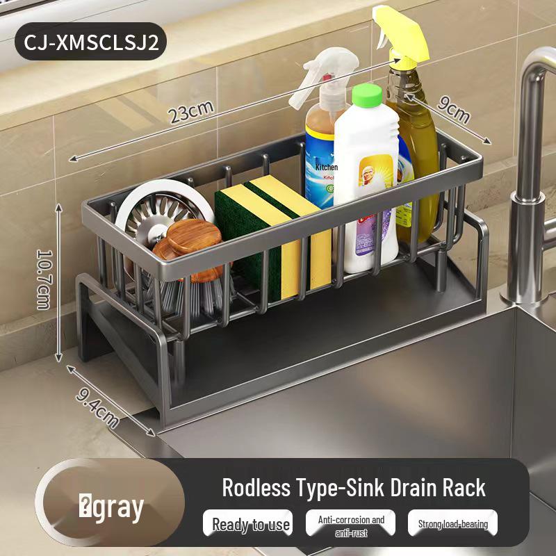 Wall-Mounted Sink Rack: Dish Soap Holder & Drainer for Sponges and Steel Wool.