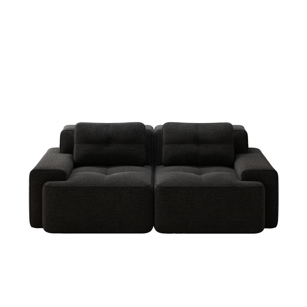 Boneless Modular Sofa, Modern Living Room Sofa with Deep Seat, Comfortable Corduroy Cloud Sofa, Loveseat Small Sofa, Sofa Bed, Black