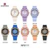 Naviforce Оригинальные календарные часы для женщин, кварцевый механизм, круглый циферблат, светящиеся стрелки, водонепроницаемый силиконовый ремешок, женские легкие часы NF6111