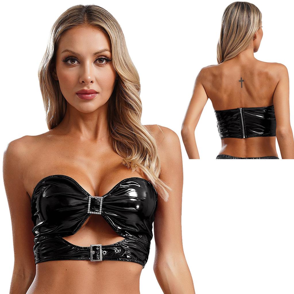 Женские ажурные металлические PU бюстгальтеры топы бюстье нижнее белье костюм для ролевых игр музыкальный фестиваль рейв-вечеринка клубная одежда в стиле панк