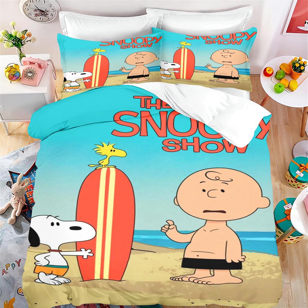Счастливый Маленький Пес Пододеяльник Набор Snoopy Для Детей Мультфильм Аниме Одеяло Размер King Size Постельное Белье Queen И Twin, 3D Печатное Одеяло