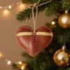 Vintage Football Heart Hanging Decoration Handmade Faux Leather Love Heart Shaped Football Hanging Ornament Sports Fans Collectible Gift
