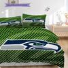 Постельное белье с узором Seattle Seahawks Комплект одеял Покрывало Наволочка Домашний Декор Подарок на День Рождения (1 пододеяльник + 2 наволочки, без наполнителя)