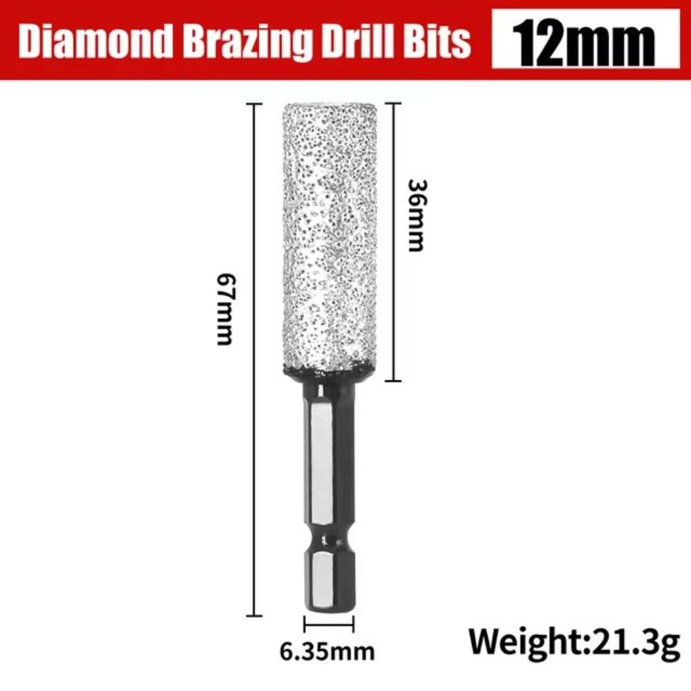 Hexagonal Shank Diamond Drill Bit 6/8/10/12mm Brazing Hole Opener  for Drilling and Grinding