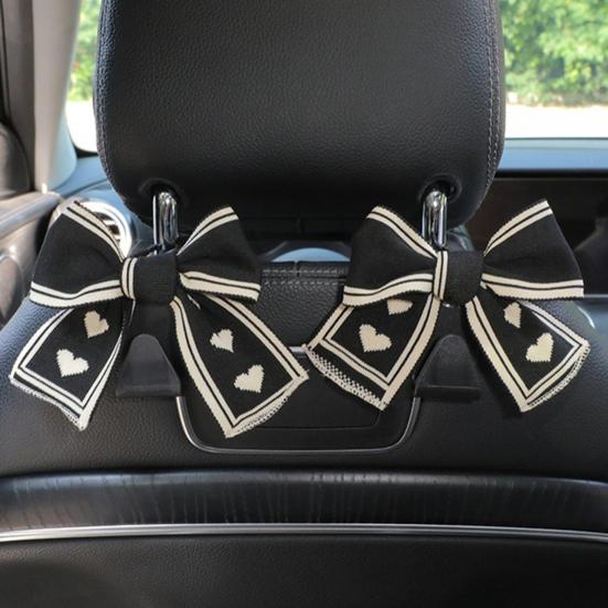 1/2Pcs Car Headrest Hooks Purse Bag Hangers Universal Easy Installation Cute Bow Design Storage Hooks Auto Interior Decor