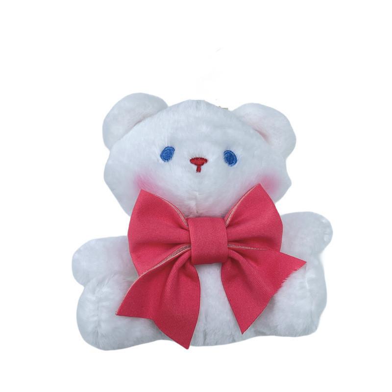 Adorable Bowknot Bear And Bunny Plush Keychain For Bags Cute Cartoon Stuffed Toy