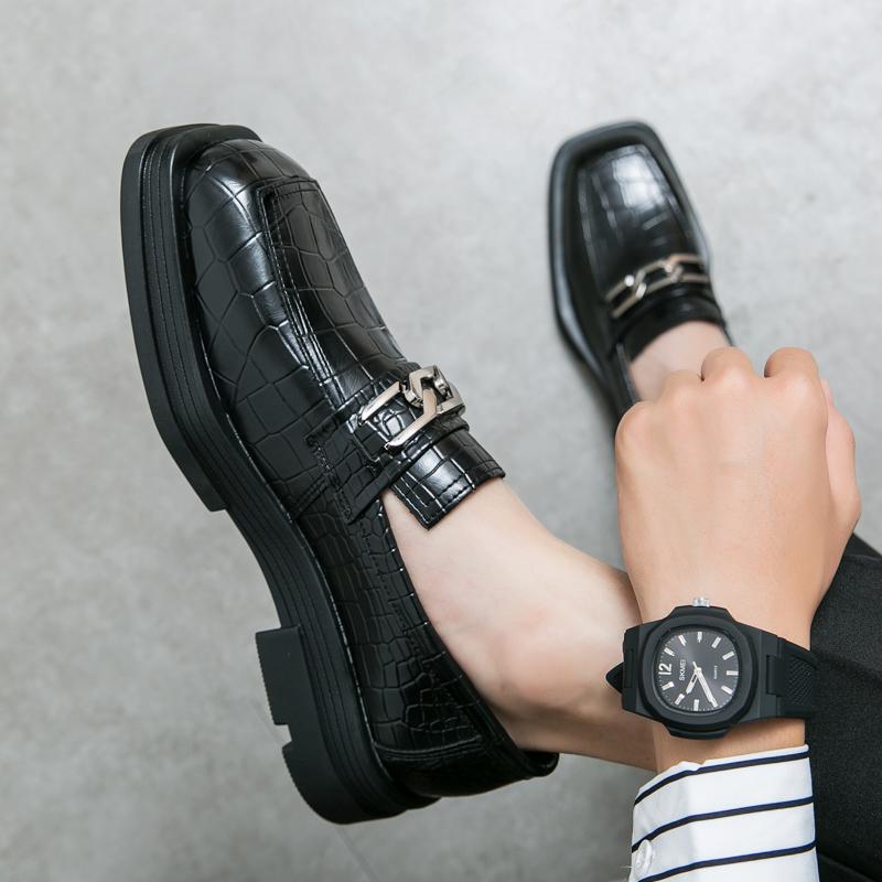 Мужские лоферы-пенни Белые классические туфли Свадебные Толстая подошва Увеличение роста Повседневные Коричневая кожа Туфли для выпускного вечера Вечеринки Диско Большой размер