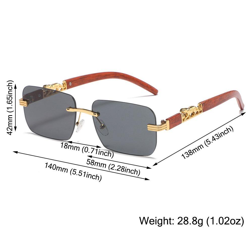 Metal Temples Rimless Cut Edge Sunglasses UV400 Cool Cheetah Design Sunglasses Unique Summer Traveling Eyewear for Women & Men