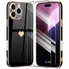 Protective Case - BOOLING - for iPhone 16 Pro - Black Silicone - Love Pattern - Shockproof