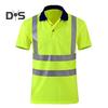 Футболка повышенной видимости с пуговицами на лацканах и светоотражающей лентой, быстросохнущая дышащая рабочая одежда, защитный топ для строителей