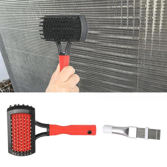 Air Conditioner Fin Repair Tool Double Side AC Coil Cleaning Brush Set, Stainless Steel Condenser for Unit Comb Cleaner, Compact Clean HVAC