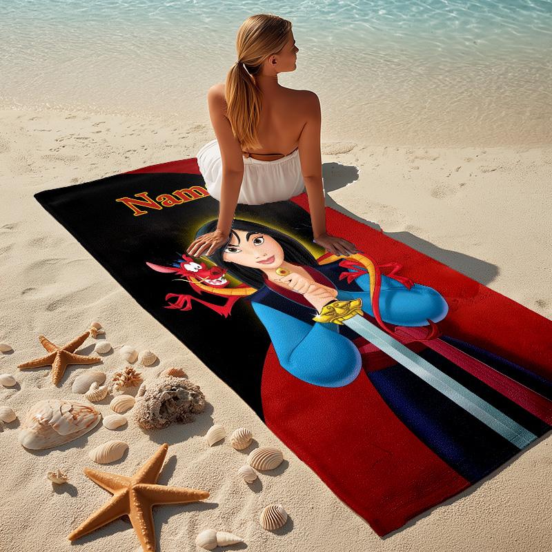 Custom Name Princesses' Garden Stylish Digital Printing Beach Towel Quick‑Drying Absorbent Blanket for Beach Pool Gym Travel