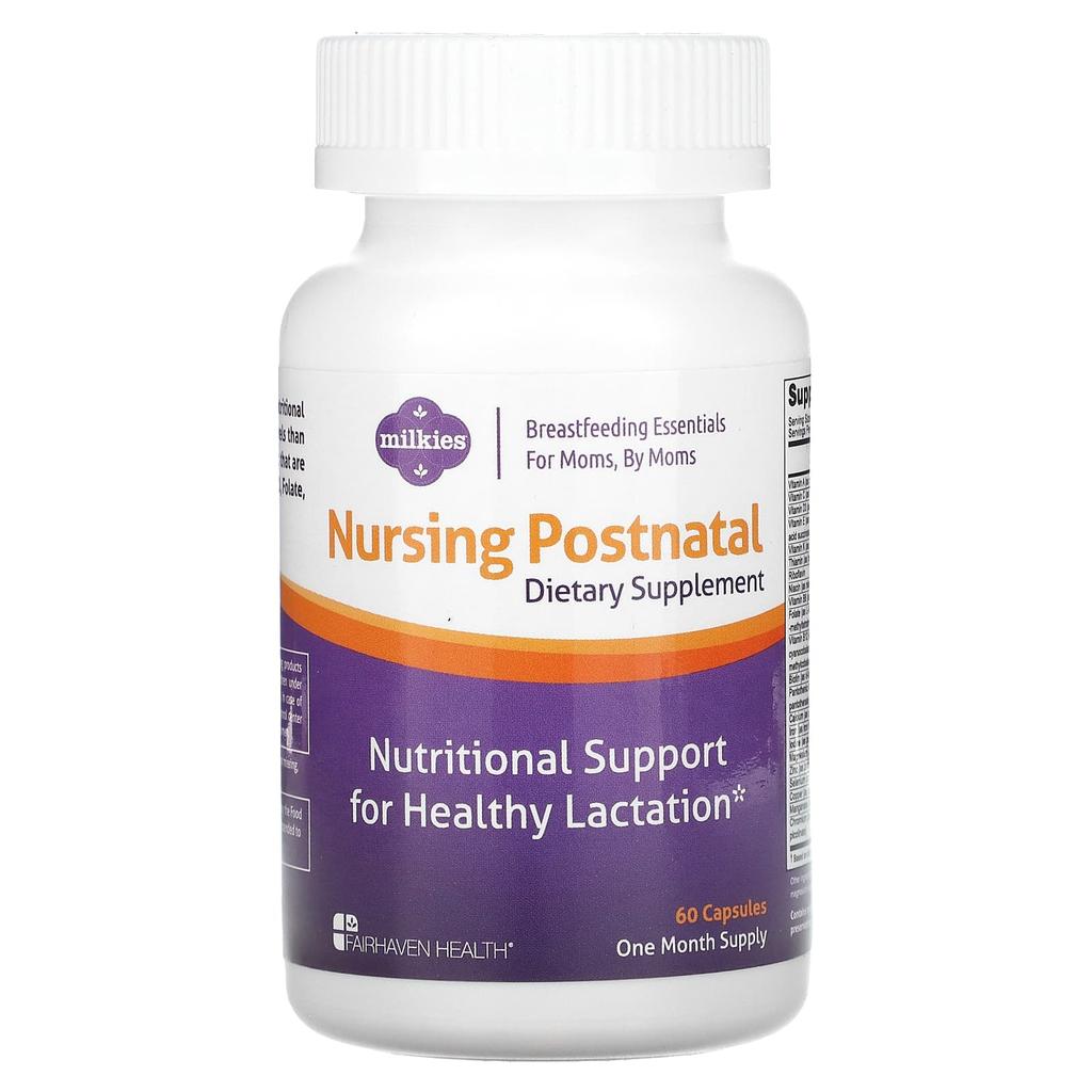 Milkies, Nursing Postnatal Breastfeeding Multivitamin, 60 Capsules