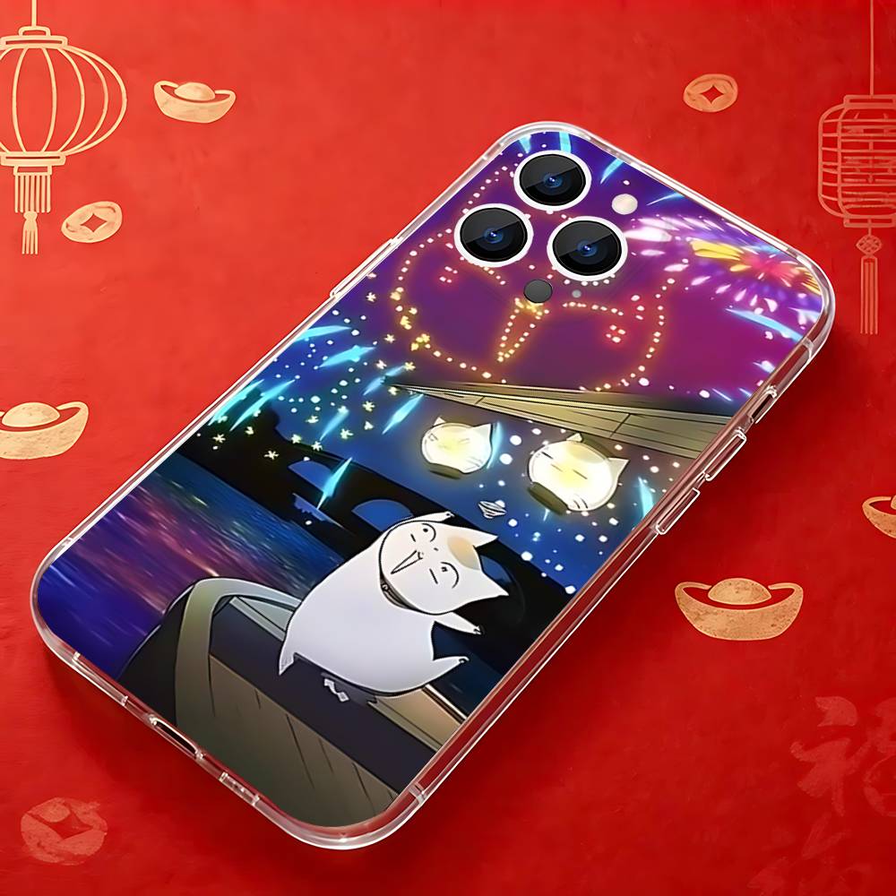 Сенсей Н-Нацумэ юдзинчо Нянко Чехол Для iPhone 17,16,15,14,13,12,11 Pro,Max,Plus,X,XS,XR,SE4,E Mini Прозрачный Мягкий Чехол
