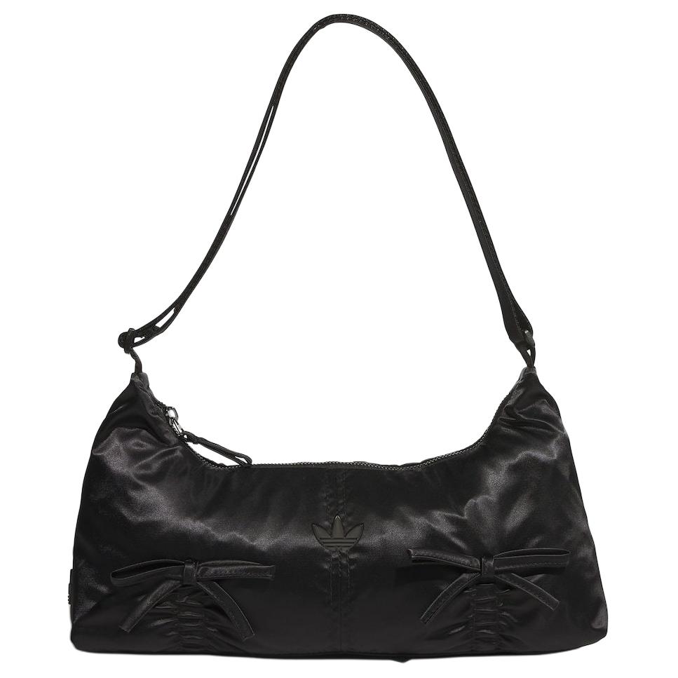 Adidas Originals Bow Tie Brand Logo Butterfly Knot Detail Nylon Underarm Baguette Handbag Shoulder Bag Small Women Handbags Black KC2770