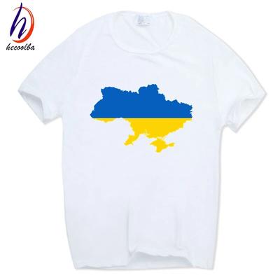 Азиатский размер Мужская модная футболка с принтом Флаг Украины Круглый вырез Короткие рукава Патриотизм Украины Национальный герб T