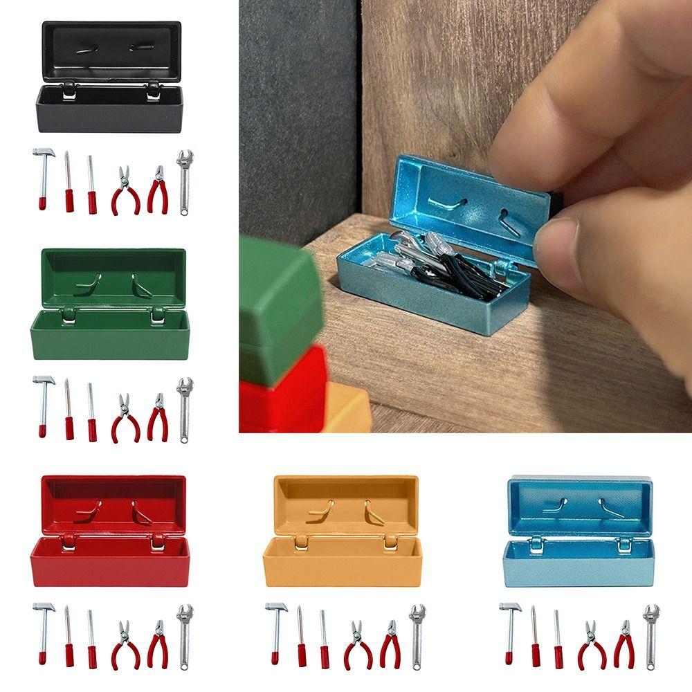 Мини 1:Масштаб 1:12 Кукольный домик Ящик для инструментов Разноцветный Красная ручка Мини-инструменты для ремонта Модель-симулятор Отвертка Аксессуары для кукол Игрушки