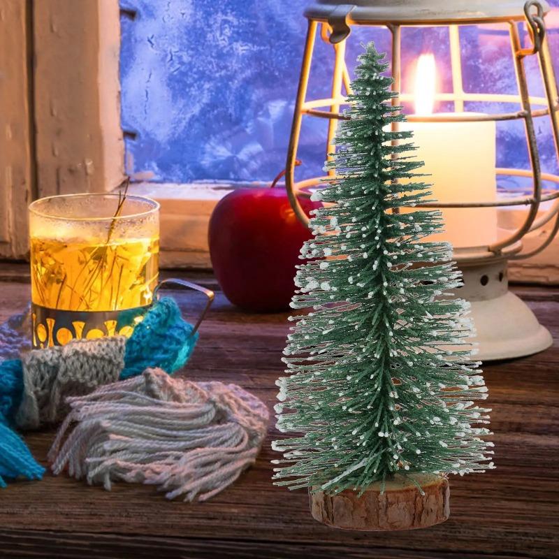 DIY Мини Рождественская елка Сизаль Кедр Настольная Снежинка Сосновые Иголки Украшения Маленькие Белые Сосны Рождественские Украшения Украшенные
