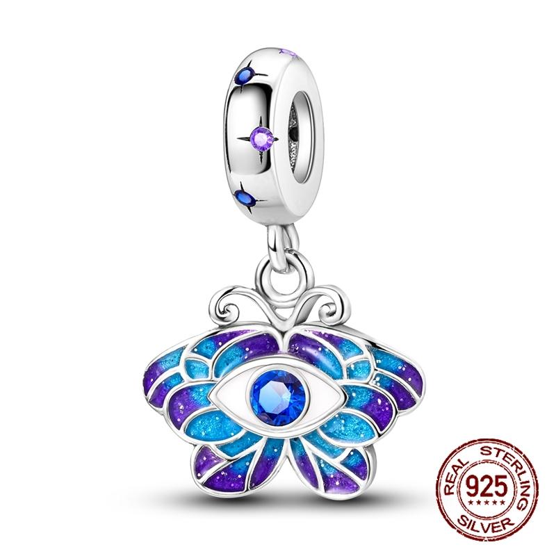 Fashion 925 Copper Fantasy Colorful Butterfly Series Pendent Beads Charms Fit 4MM Hole Diameter Bracelet Zircon Diy Making