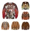 3D Цифровой Индийский Принт Свитшот с Круглым Вырезом Удобный Повседневный Свободный Пуловер с Длинным Рукавом