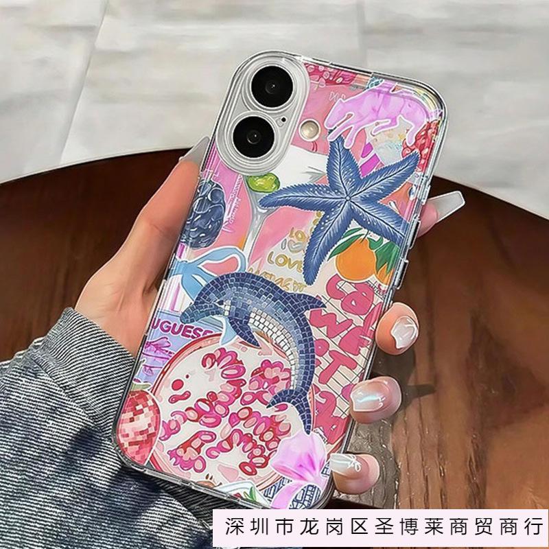 Морская жизнь с рисунком для Apple 16PROMAX прозрачный чехол для iPhone 11/12/13/14/15