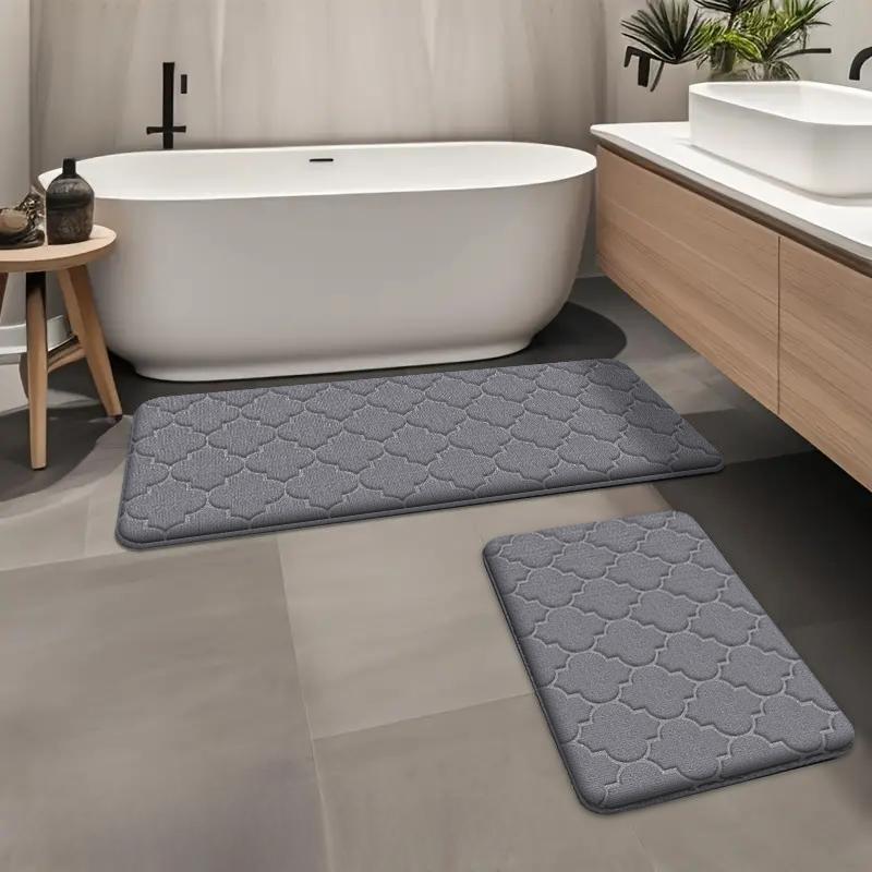 2pcs Thickened Long Absorbent Bathtub Mat Bathroom Dirt-resistant Non-slip Soft Floor Mat Toilet Door Mat Entrance Mat