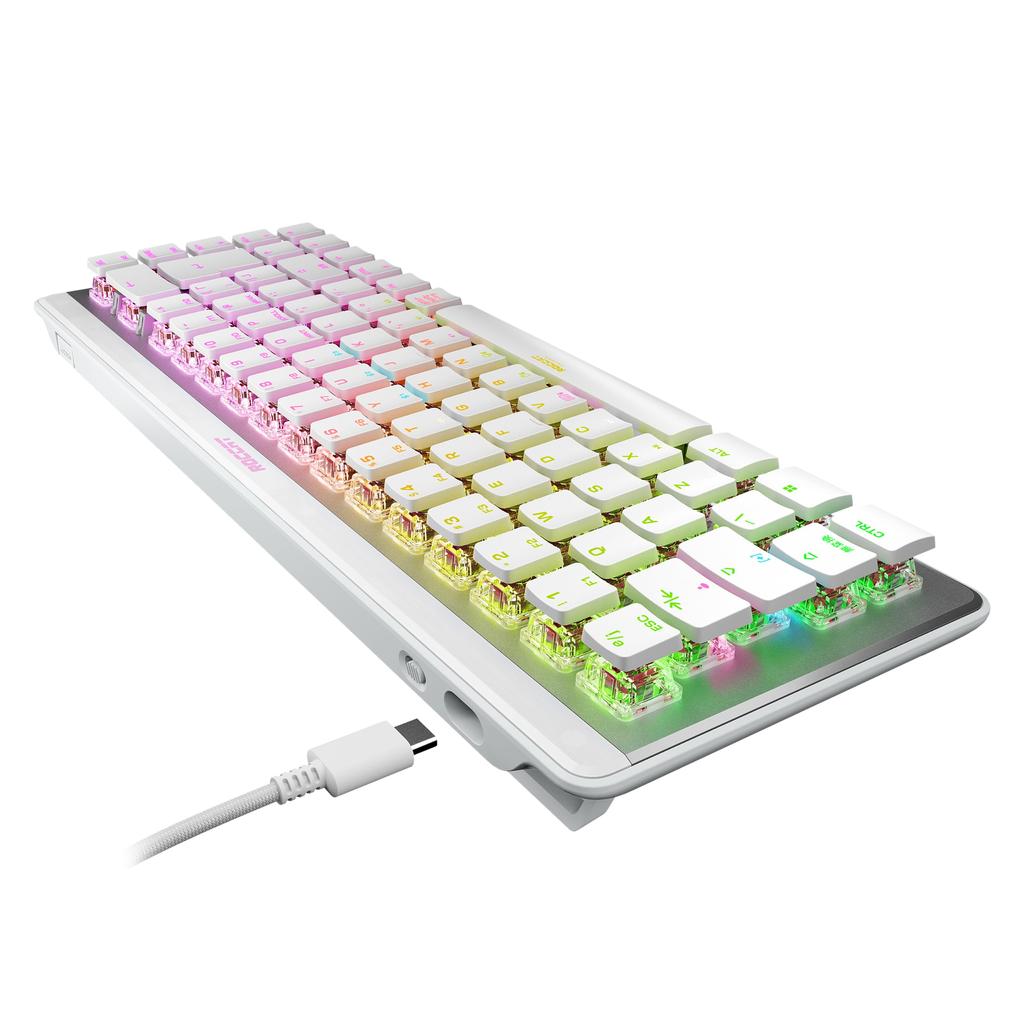 ROCCAT Игровая клавиатура Vulcan II Mini Air Японская раскладка Беспроводная Мини Tenkeyless Оптическая Линейная Тихая с клавишами со стрелками RGB Японский дистрибьютор (ISO)