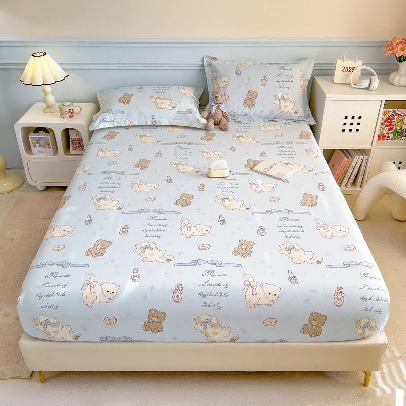 Pure Cotton Bedsheet Cartoon Style Fitted Sheet Queen/King Size Bed Cover Adults Kids Bed Linen Sabanas (Pillowcase Need Order)