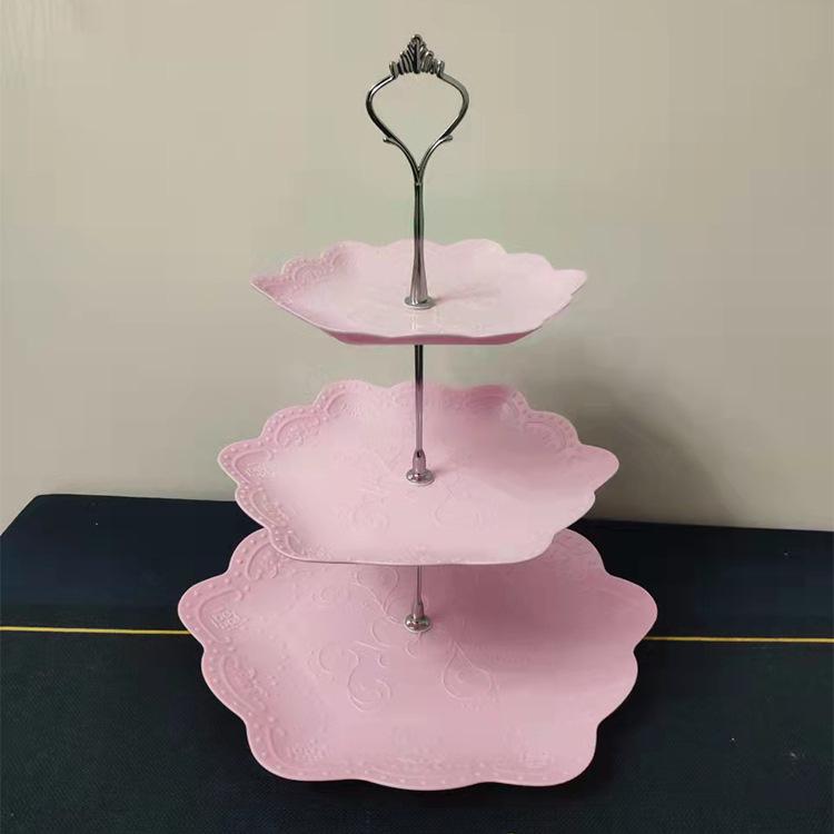 Трехъярусная подставка для торта к европейскому полуденному чаю - креативный многослойный пластиковый поднос для десертов и фруктовая тарелка