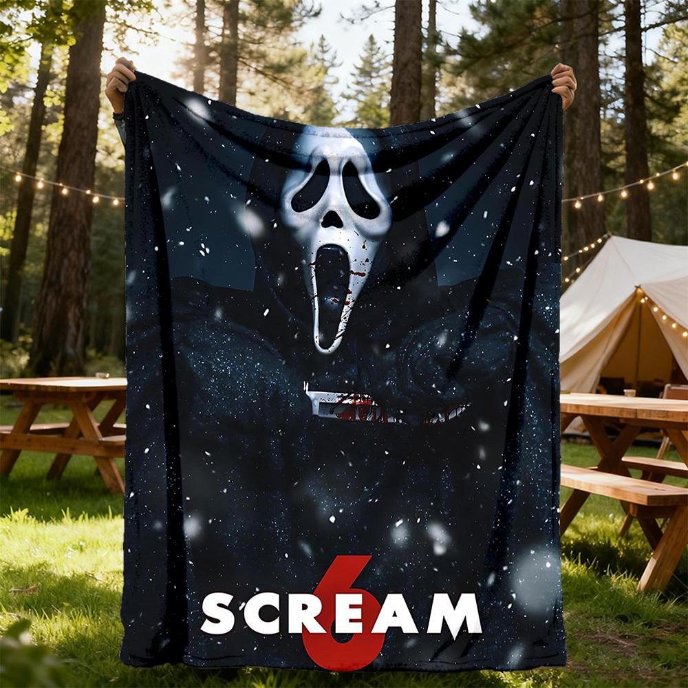 1pc ScreamHorror Outdoor Blanket Lightweight Flannel, All-Season Use for Sofa, Bed, Travel, Camping, Living Room, Office, Couch092