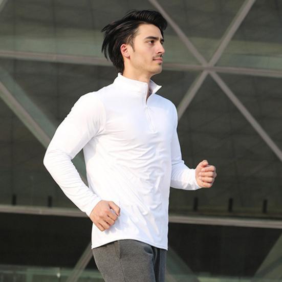 Yousheng Мужской свитшот на молнии до четверти, воротник-стойка, приталенный пуловер, длинный рукав, спортивный топ для мышц, тренировочный свитшот для бега, спортзала, улицы