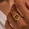 Stainless Steel Rings Korean Fashion Fine Star Ring Trendy Fine Design Openwork Ring For Women Zircon Festival Birthday Gifts