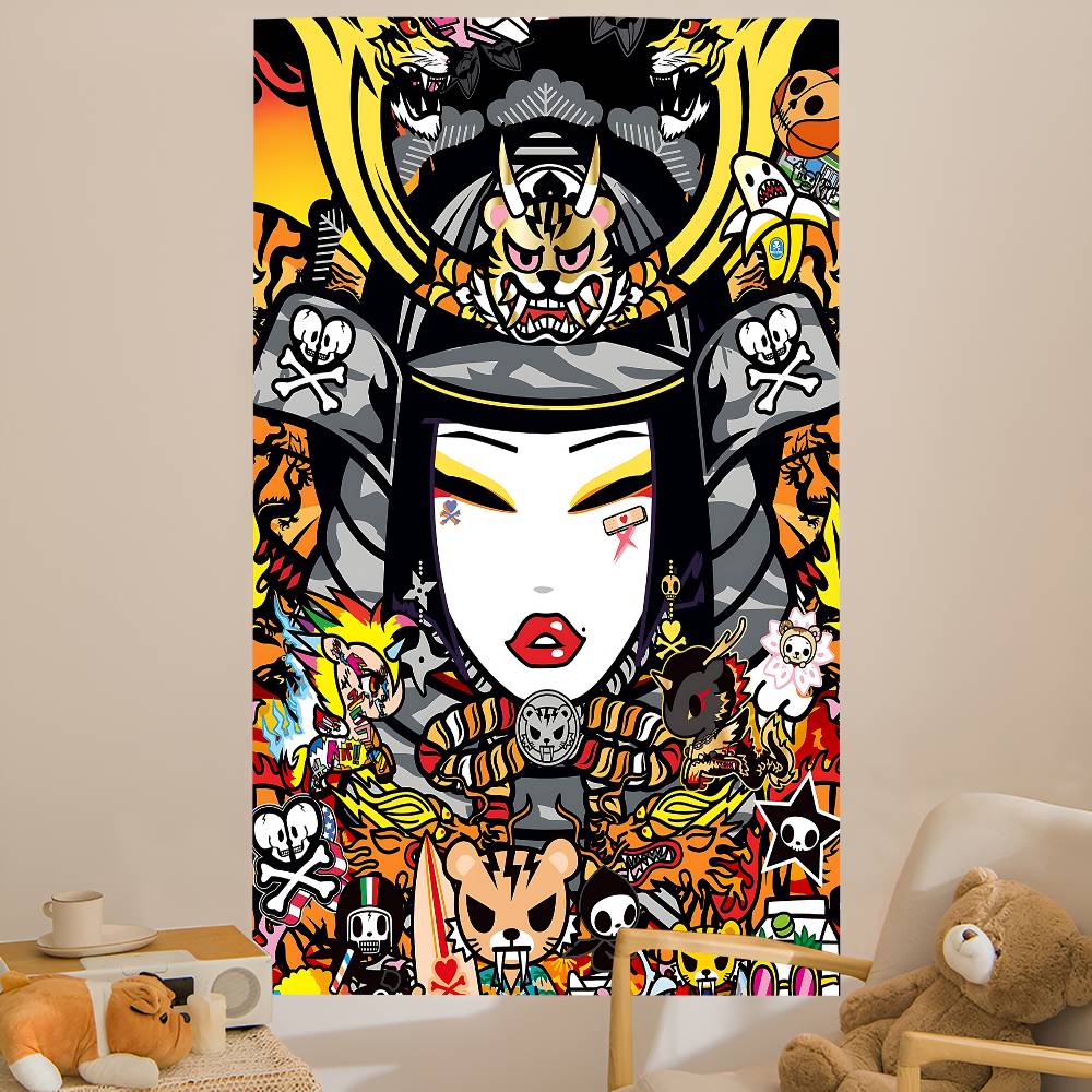 Japan Anime TTokidokiS Printed Large Wall Tapestry Hanging Tarot Hippie Wall Rugs Dorm Home Decor
