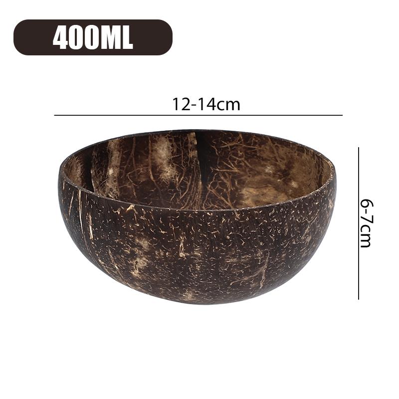 1 шт. Натуральные кокосовые миски для сервировки салатов, овсянки и йогурта. Многоразовая деревянная миска из кокосовой скорлупы. Набор кухонной посуды.