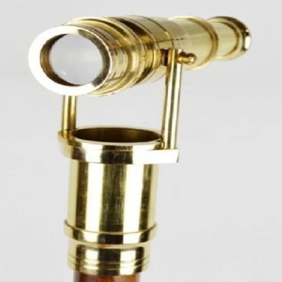 Латунный механический гаджет-телескоп, трость, деревянная трость