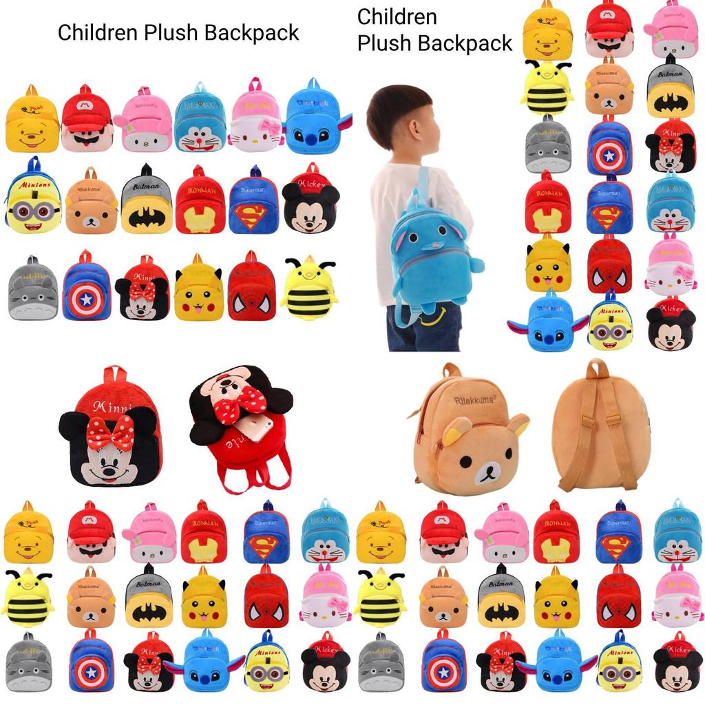 Cute Baby Children Plush Backpack Cartoon Anime Korean Version Kindergarten Early Education Shoulder Bag Anti-theft Shockproof 20*25cm