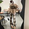 Women's New Autumn and Winter Flannel Checked Pants, Retro Leisure Straight-leg Pants, Slimming Narrow Version Wide-leg Pants
