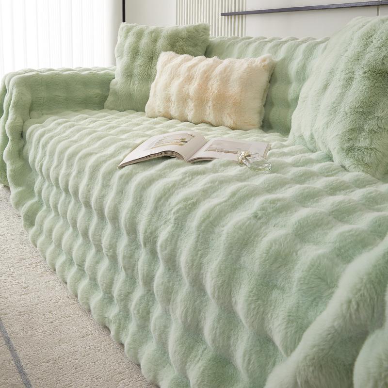 Чехол для дивана с плюшевым кроликом, осенне-зимний кремовый диванный плед, утолщенный, устойчивый к царапинам от кошек, полотенце для дивана