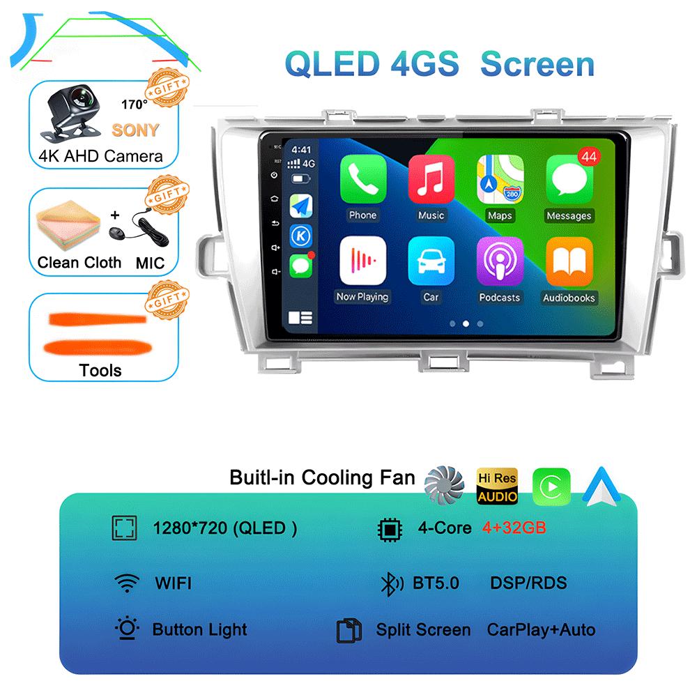 Android 14 для Toyota Prius XW30 30 2009-2015 GPS стерео автомобильное головное устройство QLED навигация без 2DIN автомобильного радио мультимедийный проигрыватель DVD